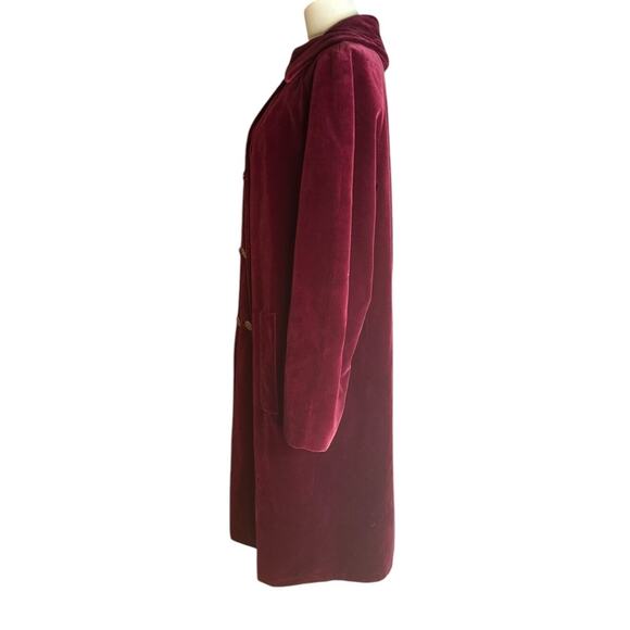 Vtg Betty Rose Burgundy Red Velvet Double Button 3/4 Length Coat Victorian Sz L? - Picture 8 of 9
